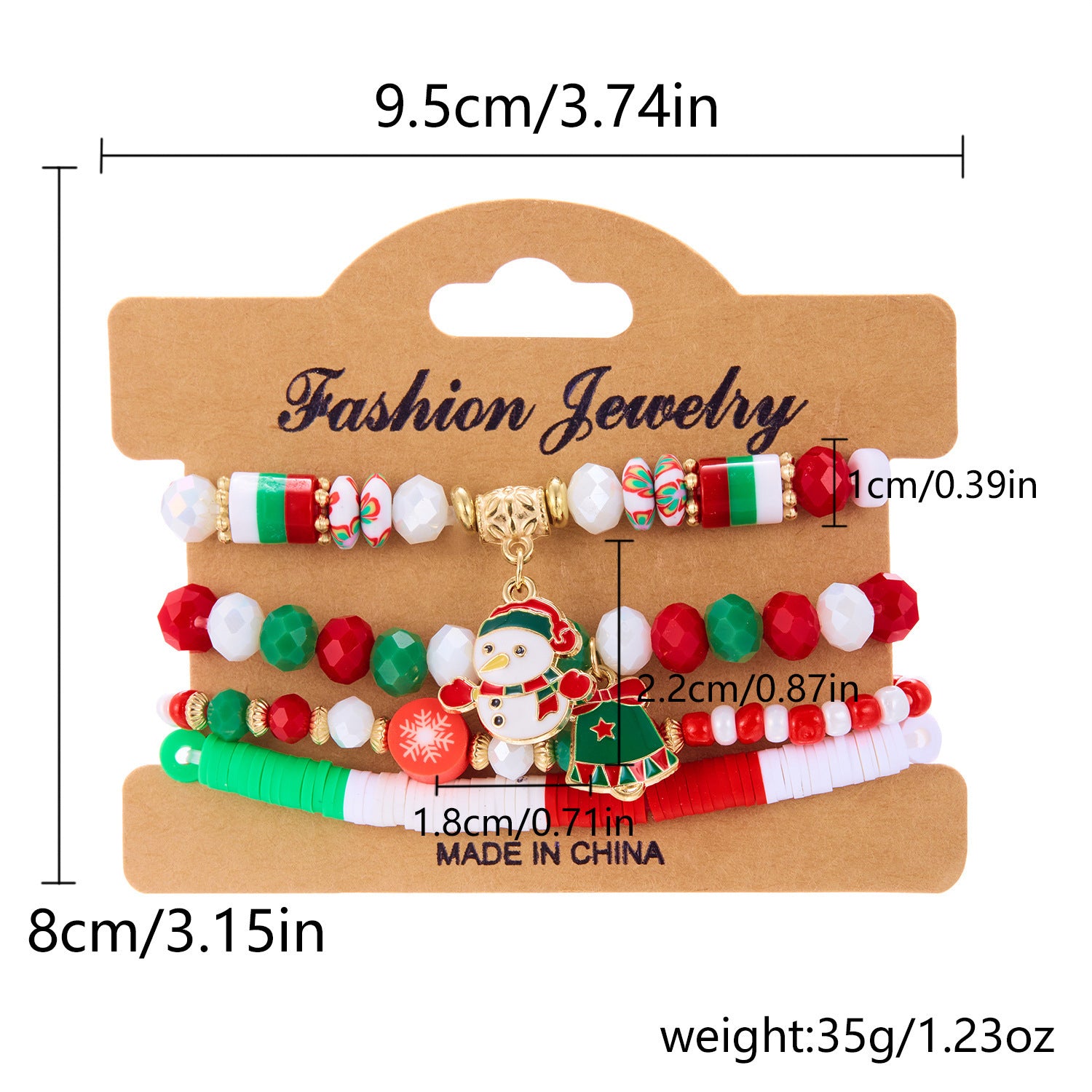 Wholesale Colorful Acrylic Christmas Combination Elastic Beaded Bracelet Set